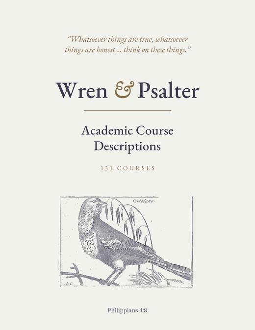 Academic Course Descriptions, Wren & Psalter, cover with an ortolan after Fornazeris