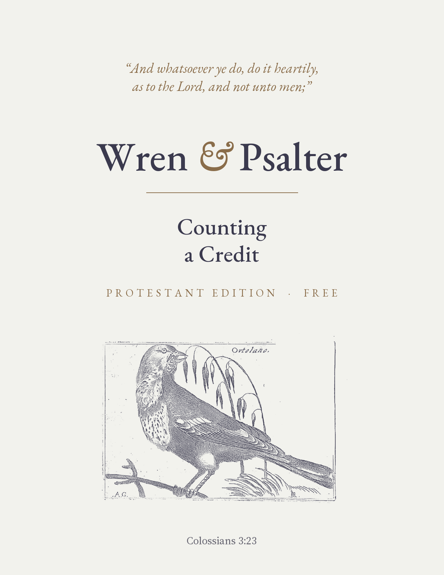 Counting a Credit, Protestant edition, Wren & Psalter, cover with an ortolan after Fornazeris